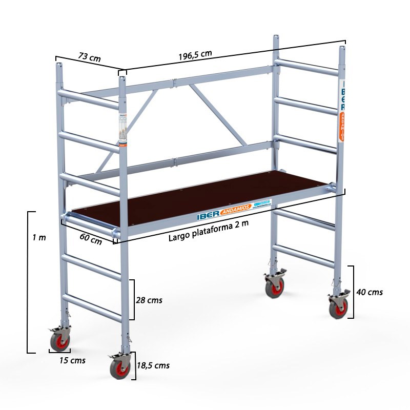 Andamio plegable XTREM 3 metros plataforma sin trampillla