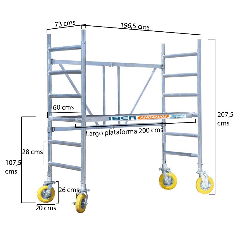 Andamio plegable con 4 ruedas de jardín para exteriores