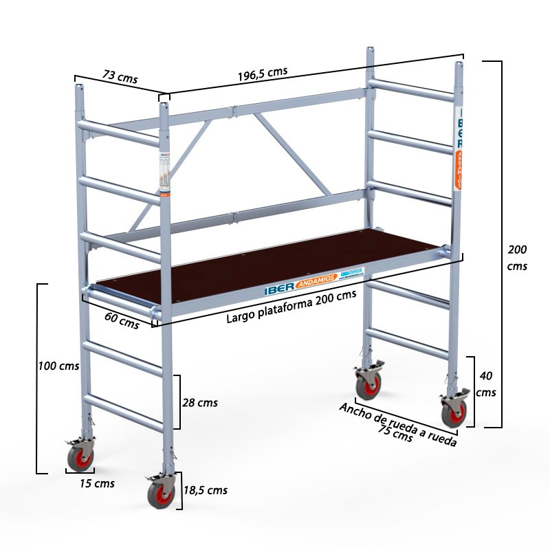 Andamio plegable EASY  75x190 CT26 - 3 m Altura de trabajo