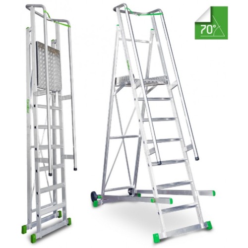 Escalera de almacén aluminio profesional 5 a 8 peldaños ESCALIBUR