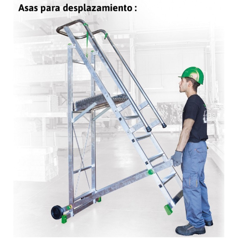Escalera de almacén aluminio profesional 5 a 8 peldaños