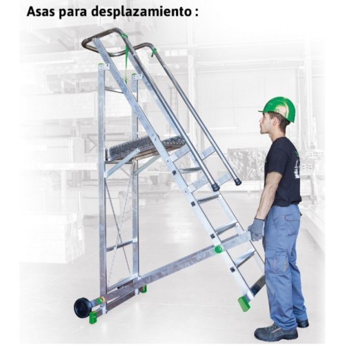 Escalera de almacén aluminio profesional 5 a 8 peldaños