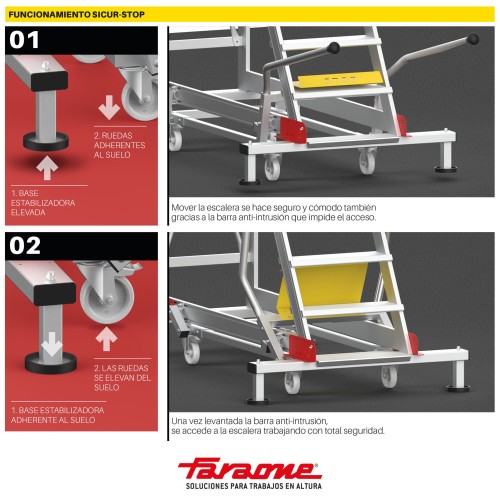 Escalera aluminio con plataforma y 4 ruedas Faraone SY60