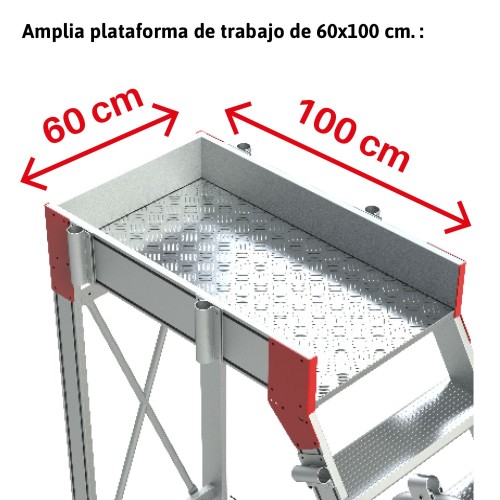 Escalera aluminio con plataforma y 4 ruedas Faraone SY60