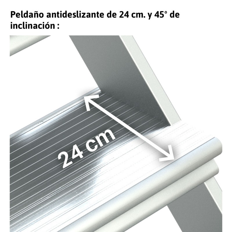 Escalera aluminio con plataforma y 4 ruedas Faraone uso intensivo SY45