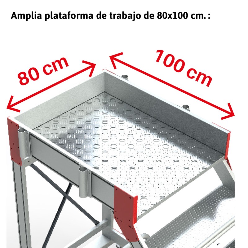 Escalera aluminio con plataforma y 4 ruedas Faraone uso intensivo SY45
