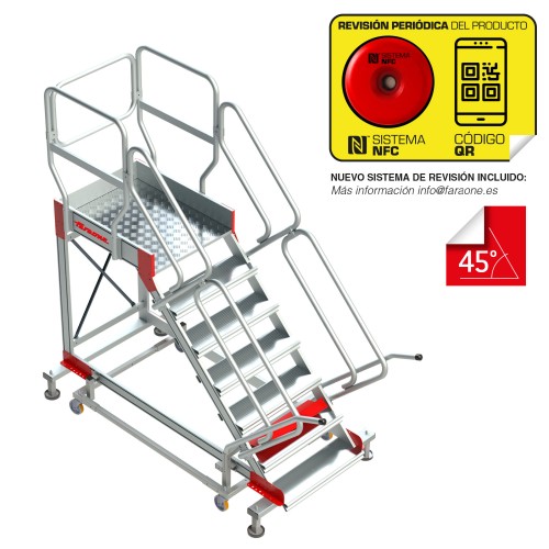 Escalera aluminio con plataforma y 4 ruedas Faraone uso intensivo SY45