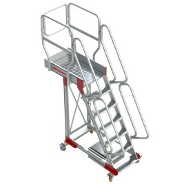 Escalera aluminio con plataforma, voladizo y 4 ruedas Faraone uso intensivo SB60