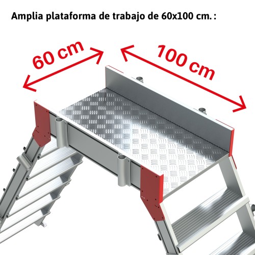 Escalera tipo puente con plataforma y 4 ruedas - Faraone SP60