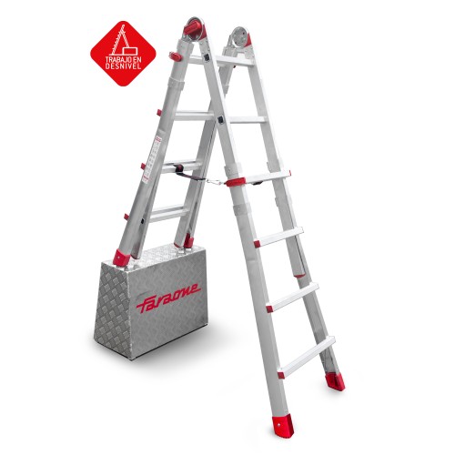 Escalera de aluminio multiusos 8+8 peldaños TELES Faraone