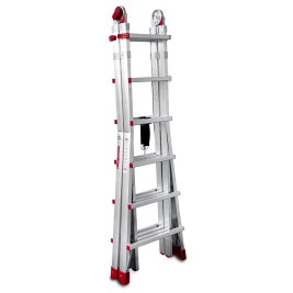Escalera telescópica de aluminio 12+12 peldaños con estabilizadores uso intensivo TELES Faraone 2
