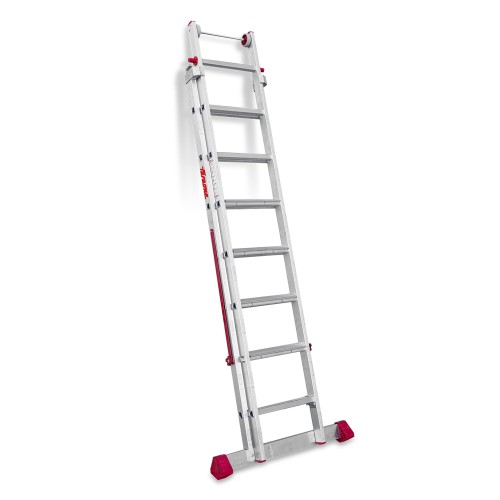 Escalera multiusos aluminio dos tramos 8 peldaños EN1400 Faraone