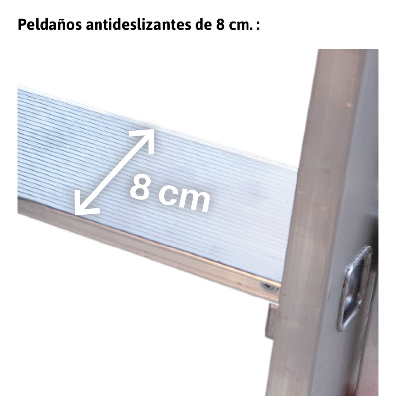 Escalera multiusos aluminio dos tramos 8 peldaños EN1400 Faraone