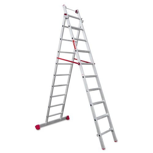Escalera multiusos aluminio dos tramos 10 peldaños EN1400 Faraone