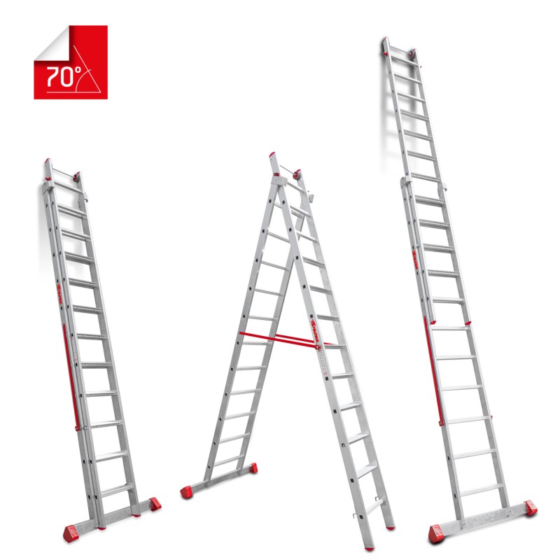Escalera multiusos aluminio dos tramos 12 peldaños EN1400 Faraone