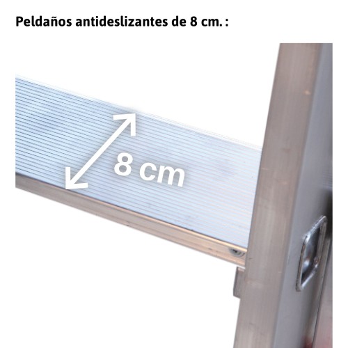 Escalera multiusos aluminio dos tramos 17 peldaños EN1400 Faraone