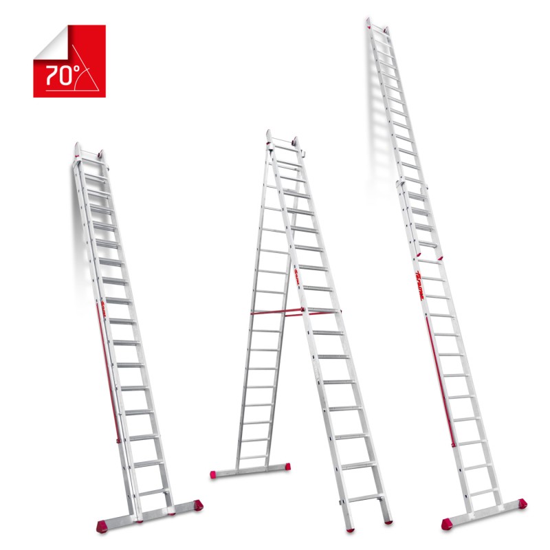 Escalera multiusos aluminio dos tramos 17 peldaños EN1400 Faraone