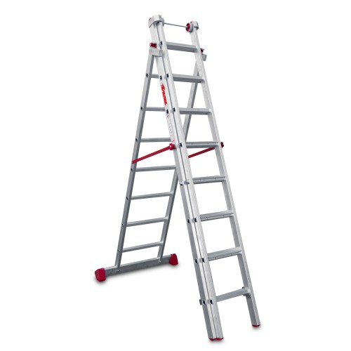 Escalera multiusos aluminio tres tramos 8 peldaños EN1500 Faraone