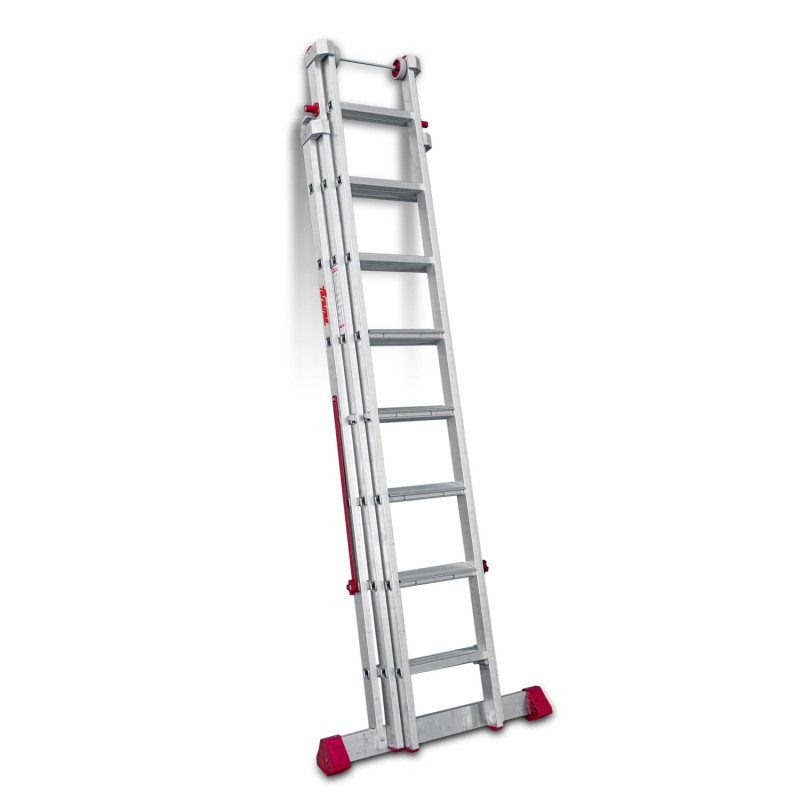 Escalera multiusos aluminio tres tramos 8 peldaños EN1500 Faraone