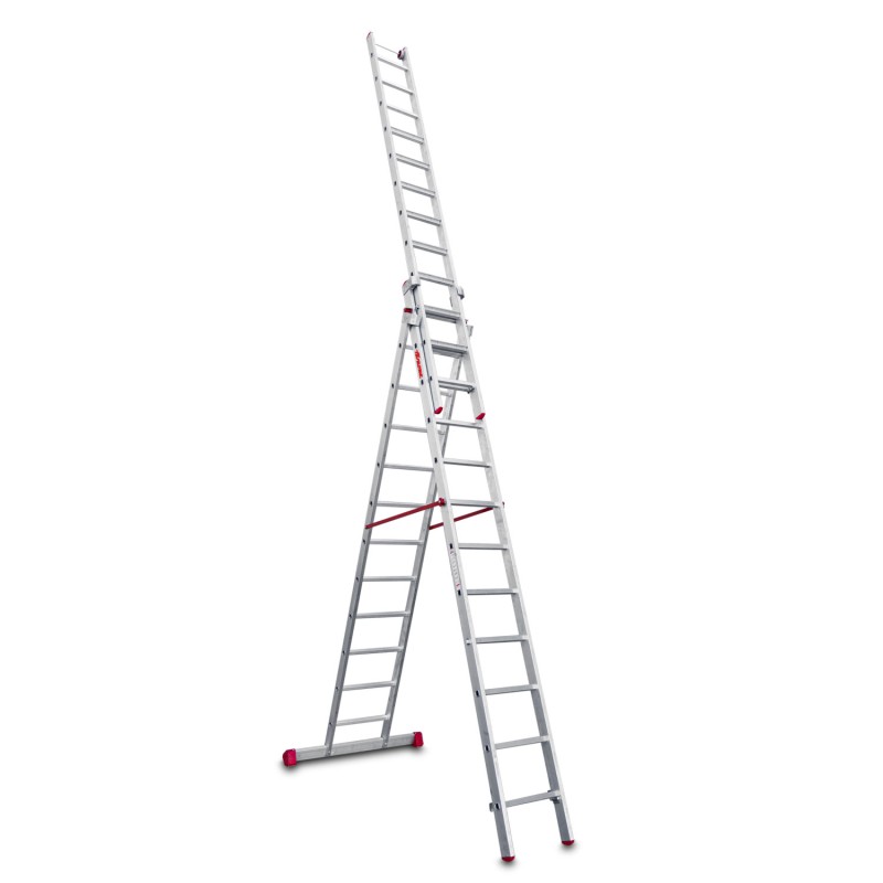 Escalera multiusos aluminio tres tramos 12 peldaños EN1500 Faraone