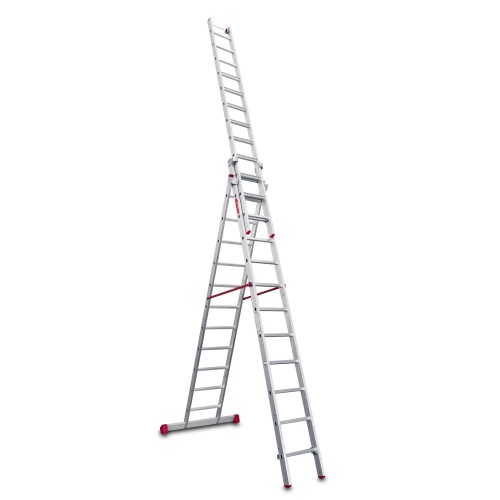 Escalera multiusos aluminio tres tramos 12 peldaños EN1500 Faraone