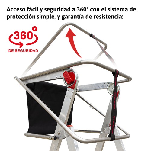Escalera plegable regulable en altura con amplia plataforma PLS5 Faraone