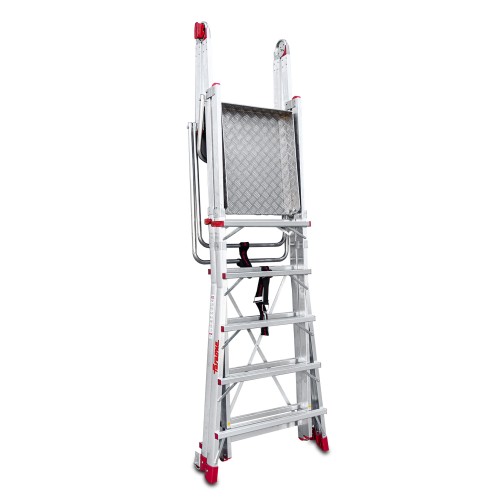 Escalera plegable regulable en altura con amplia plataforma PLS5 Faraone