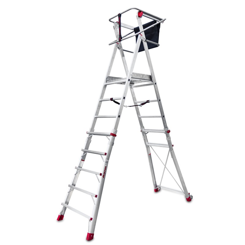 Escalera plegable regulable en altura con amplia plataforma PLS5 Faraone