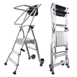 Escalera plegable móvil con amplia plataforma 3 peldaños PL3 Faraone