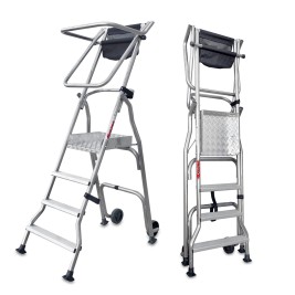 Escalera plegable móvil con amplia plataforma 4 peldaños PL4 Faraone