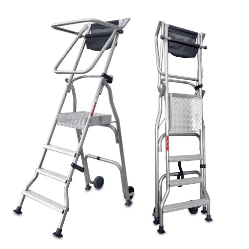 Escalera plegable móvil con amplia plataforma 4 peldaños PL4 Faraone