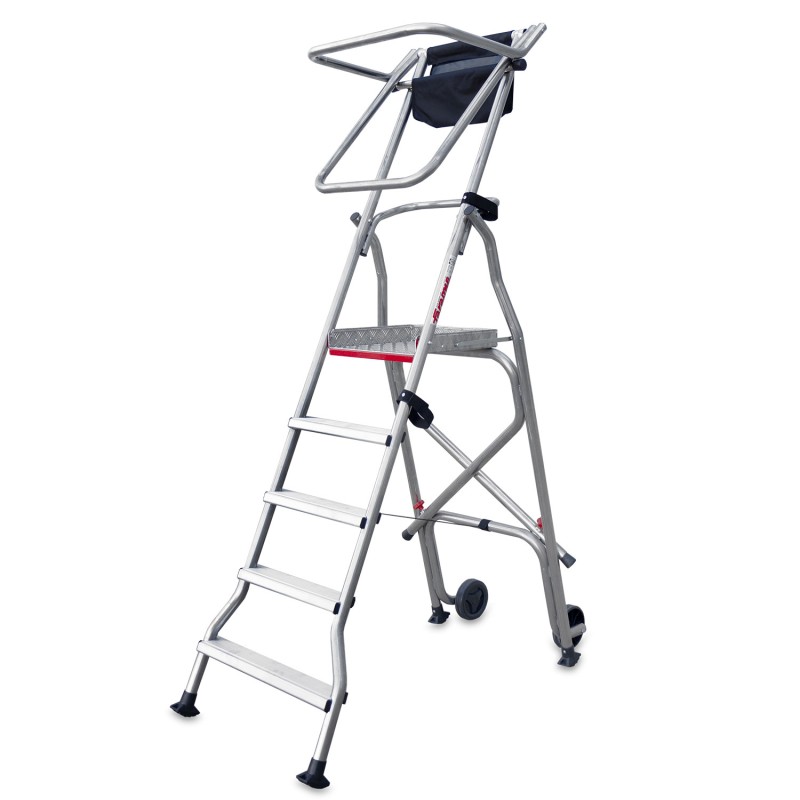 Escalera plegable móvil con amplia plataforma 5 peldaños cómodos
