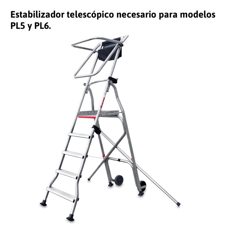 Escada móvel dobrável com plataforma larga 5 degraus confortáveis