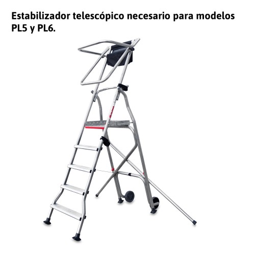 Escalera plegable móvil con amplia plataforma 5 peldaños cómodos