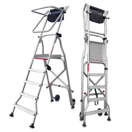 Escalera plegable móvil con amplia plataforma 5 peldaños PL5 Faraone