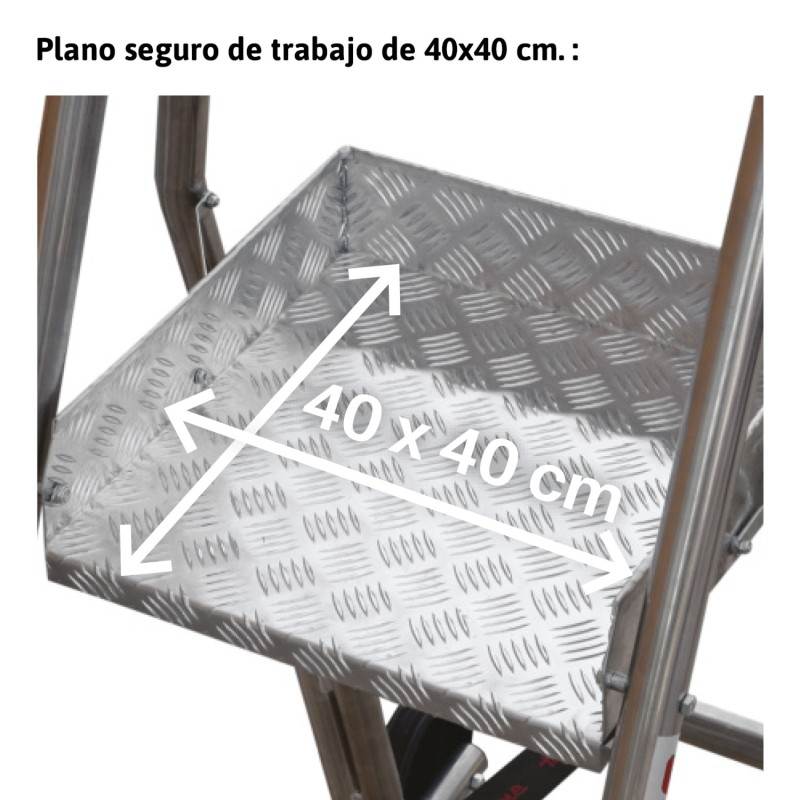 Escalera plegable móvil con amplia plataforma 6 peldaños cómodos