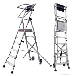 Escalera plegable móvil con amplia plataforma 6 peldaños PL6 Faraone