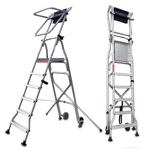 Escalera plegable móvil con amplia plataforma 6 peldaños PL6 Faraone