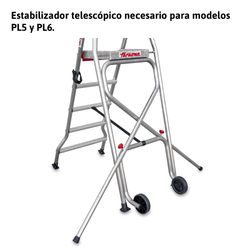 Escalera plegable móvil con amplia plataforma 6 peldaños cómodos