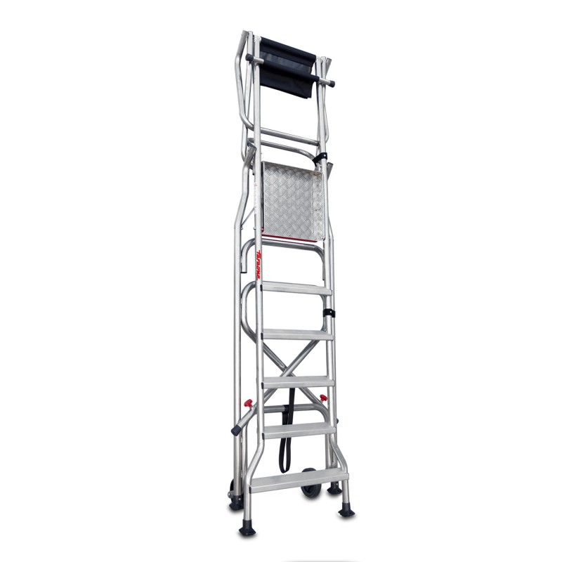 Escalera plegable móvil con amplia plataforma 6 peldaños cómodos