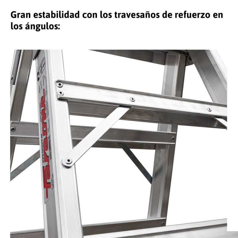 Escalera de tijera aluminio de doble subida 5+5 peldaños NDS5 Faraone