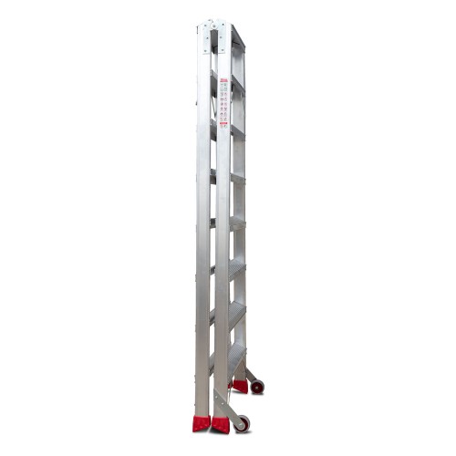 Escalera de tijera aluminio de doble subida 8+8 peldaños NDS8 Faraone
