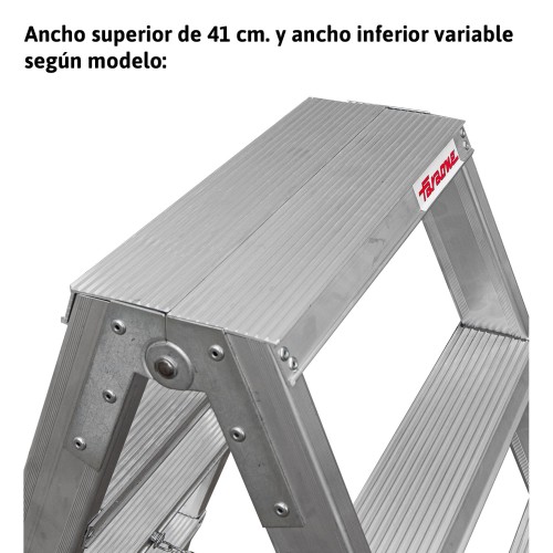 Escalera de tijera aluminio de doble subida 9+9 peldaños NDS9 Faraone