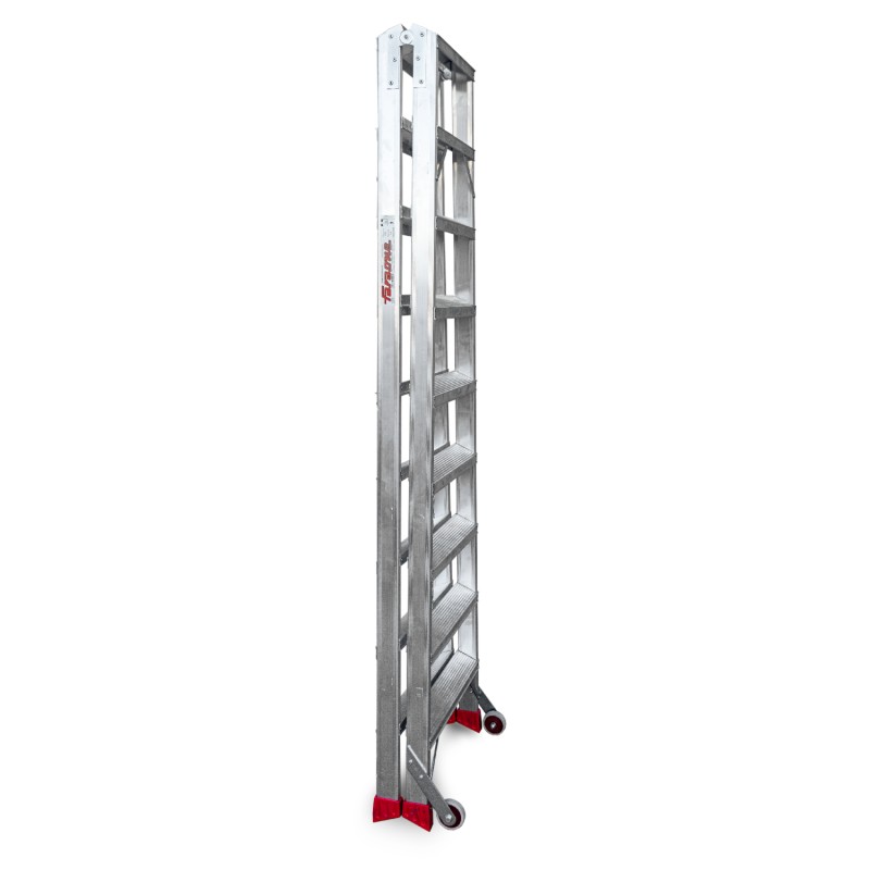 Escalera de tijera aluminio de doble subida 9+9 peldaños NDS9 Faraone