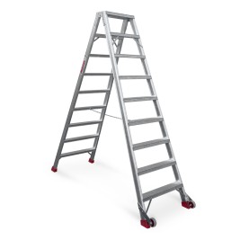 Escalera de tijera aluminio de doble subida 9+9 peldaños NDS9 Faraone