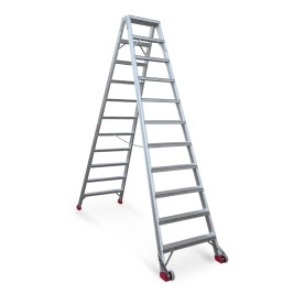 Escalera de tijera aluminio de doble subida 11+11 peldaños NDS11 Faraone
