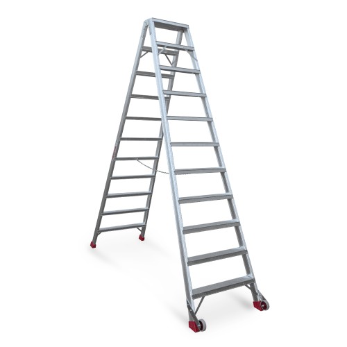 Escalera de tijera aluminio de doble subida 11+11 peldaños NDS11 Faraone