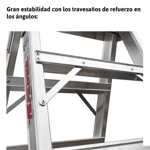 Escalera de tijera aluminio de doble subida 13+13 peldaños