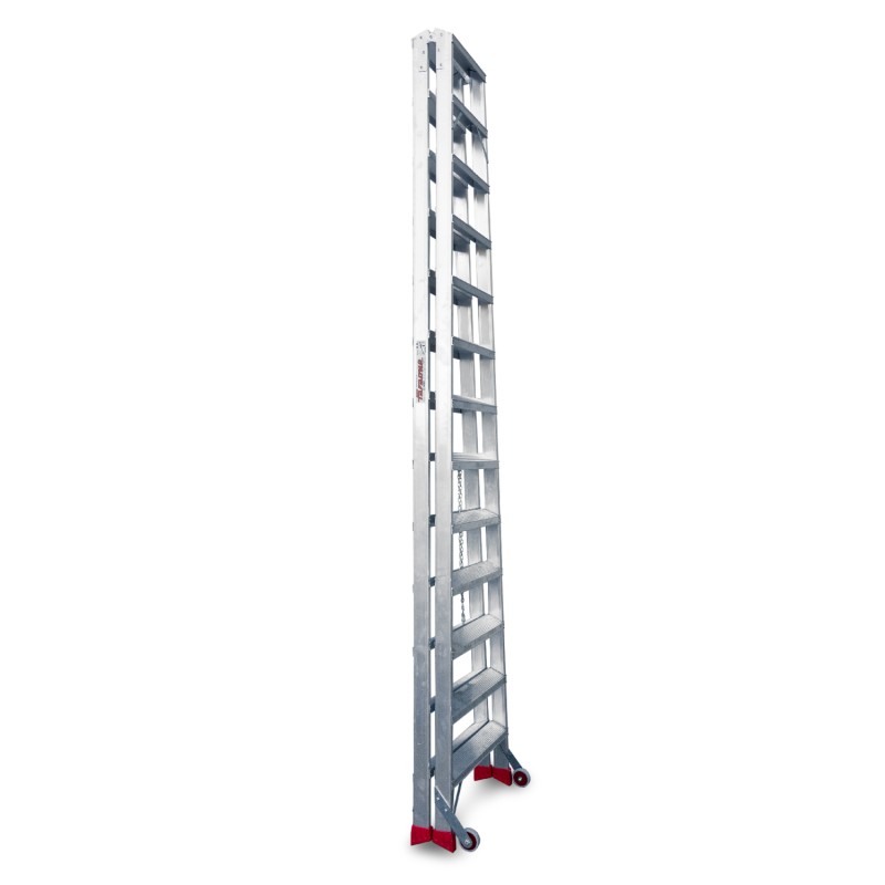 Escalera de tijera aluminio de doble subida 13+13 peldaños