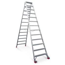 Escalera de tijera aluminio de doble subida 13+13 peldaños NDS13 Faraone